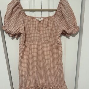 H&M Gingham Puff Sleeve Mini Dress